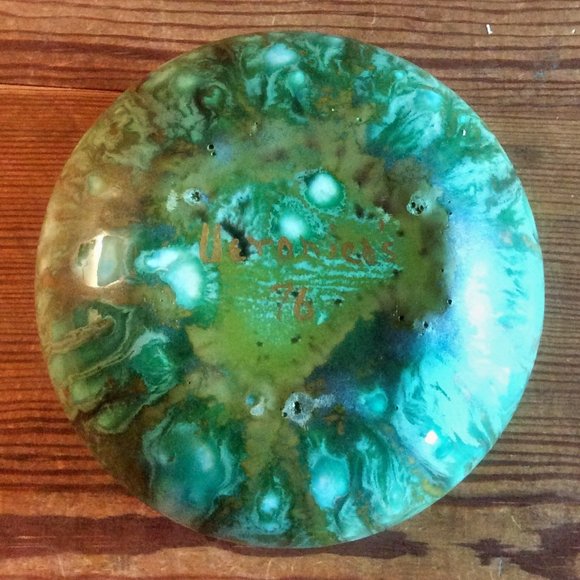 Signed Green Ceramic Vintage Art Pottery Bowl Handmade Late Century Style Unique - Picture 6 of 7